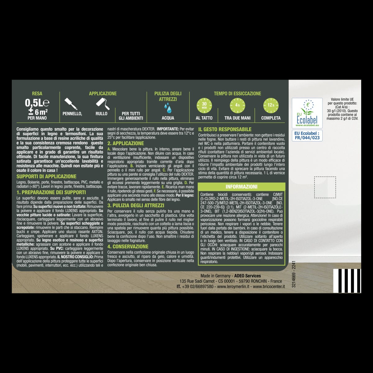 Bricocenter INTERIOR CREAM 5 MATTE WATERBORNE ENAMEL LUXENS 2.5LT