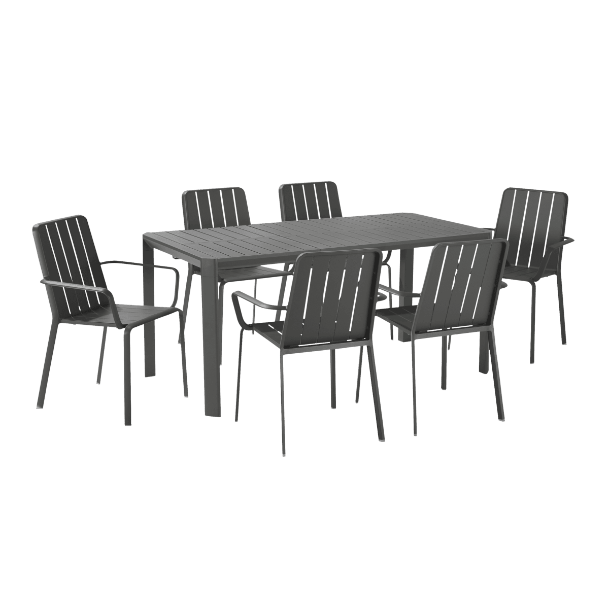 IDAHO NATERIAL ANTHRACITE ALUMINUM ARMCHAIR WITH ARMS