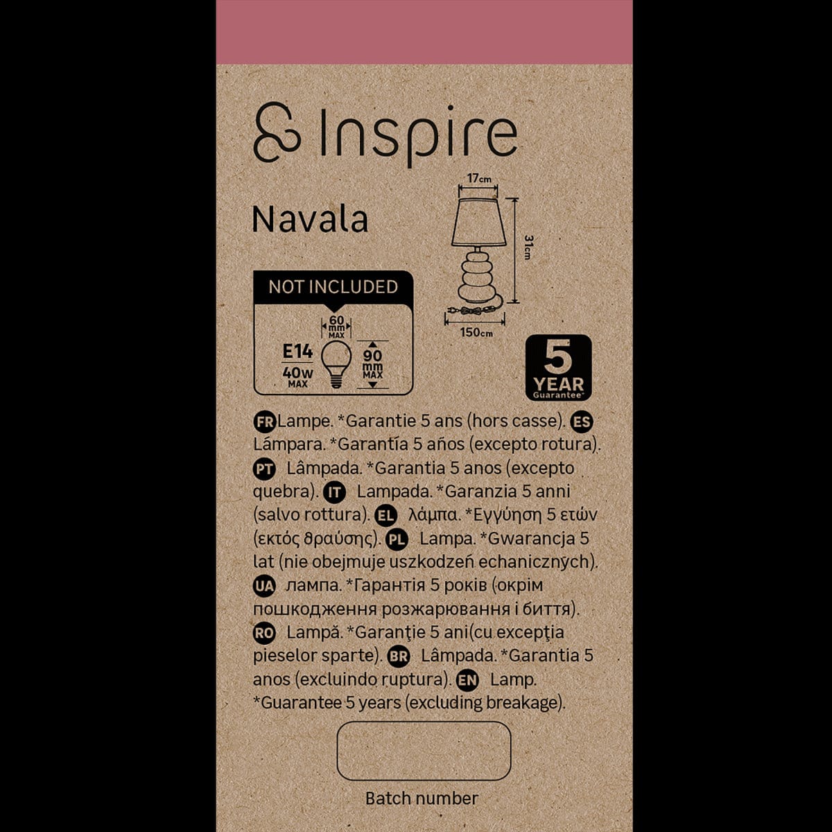 Bricocenter NAVALA CERAMIC TABLE LAMP BEIGE H36 CM E14=40W