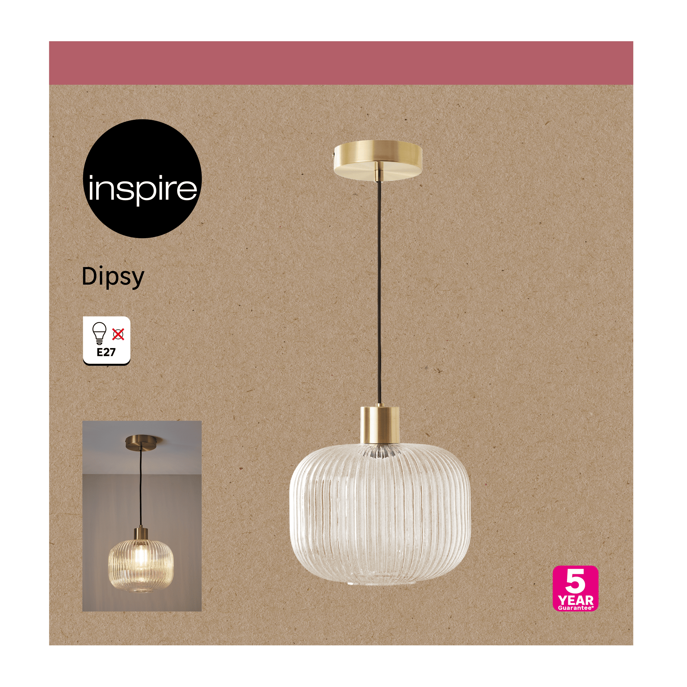 DIPSY GLASS AND GOLD METAL CHANDELIER D25