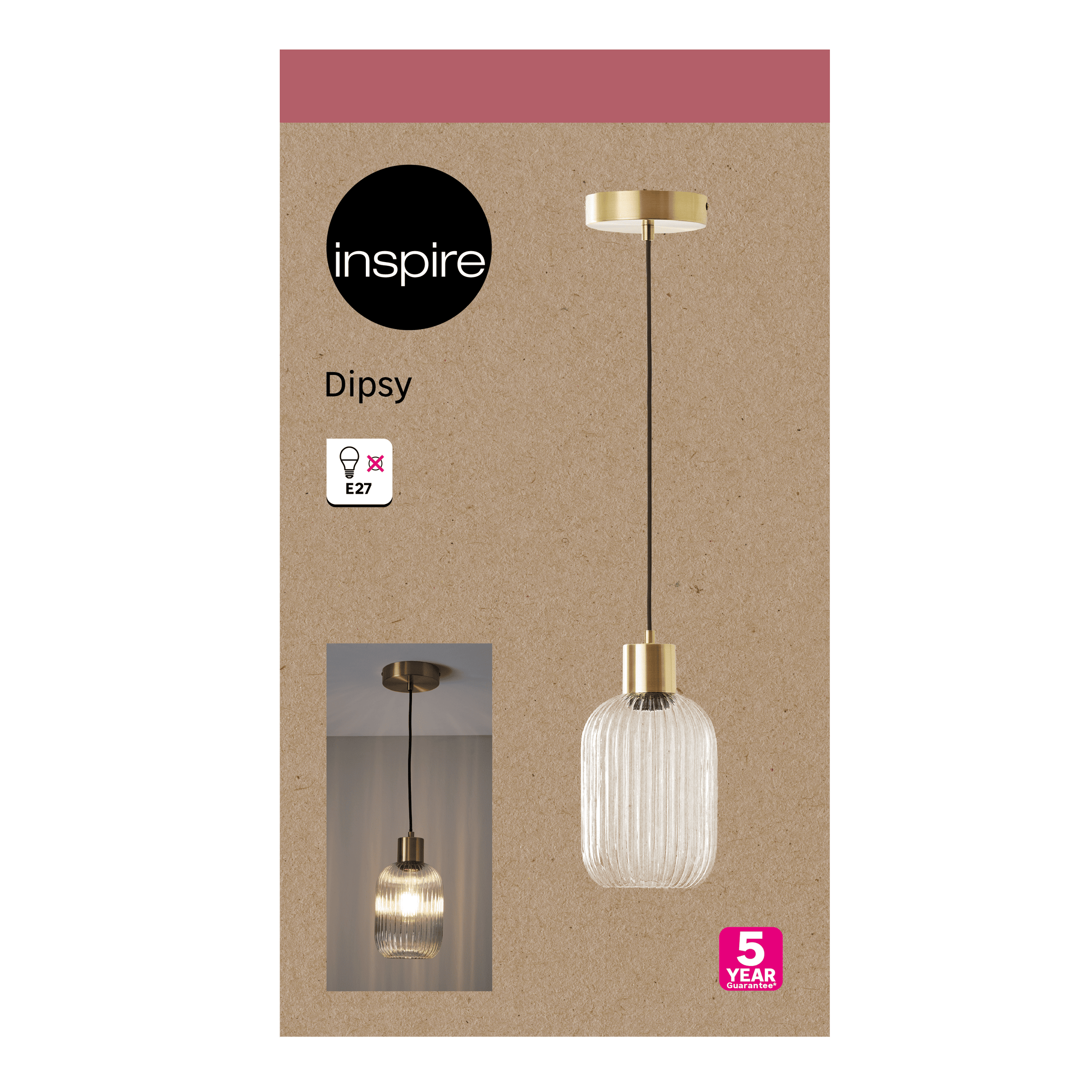 Dipsy glass and metal gold chandelier d14 cm e27