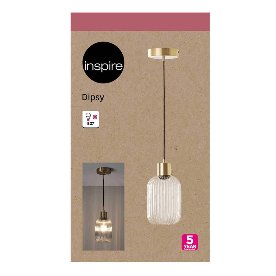 Dipsy glass and metal gold chandelier d14 cm e27