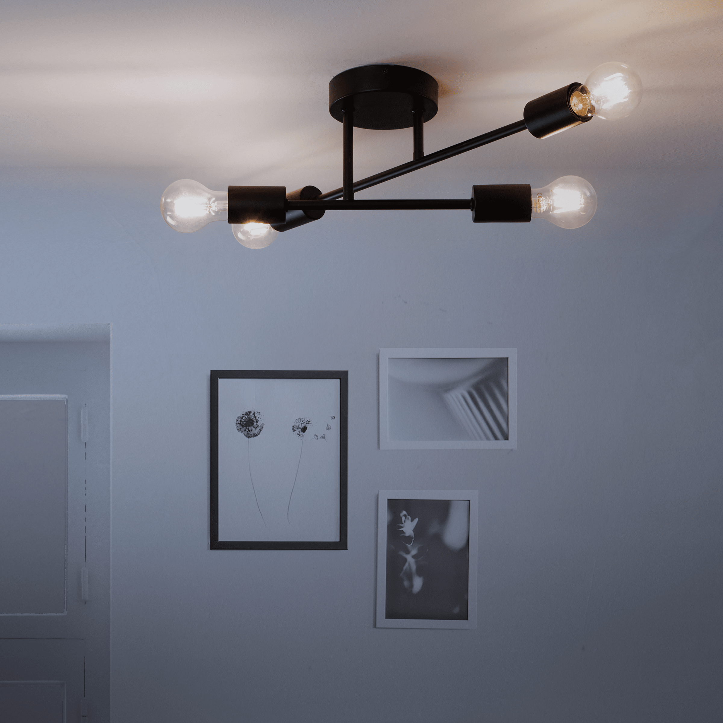 Lina metal black ceiling light, 4xE27, 40W