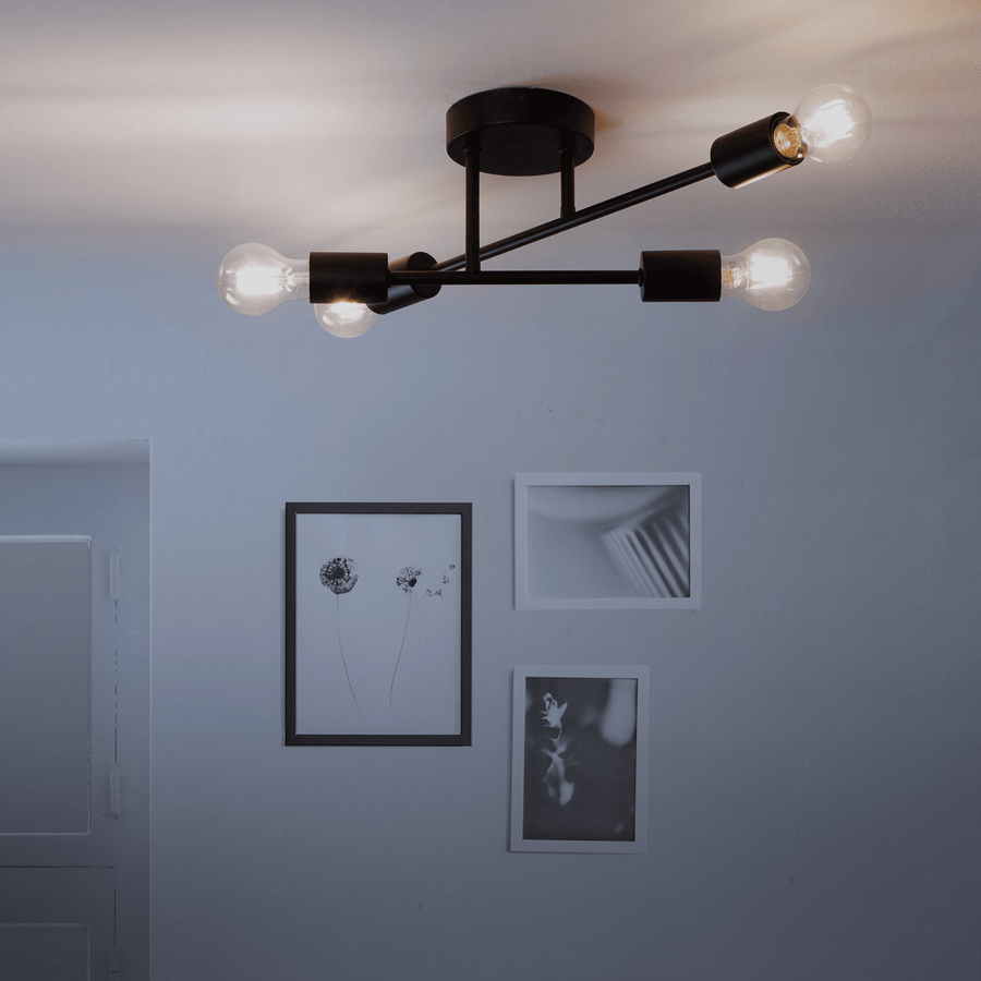 Lina metal black ceiling light, 4xE27, 40W