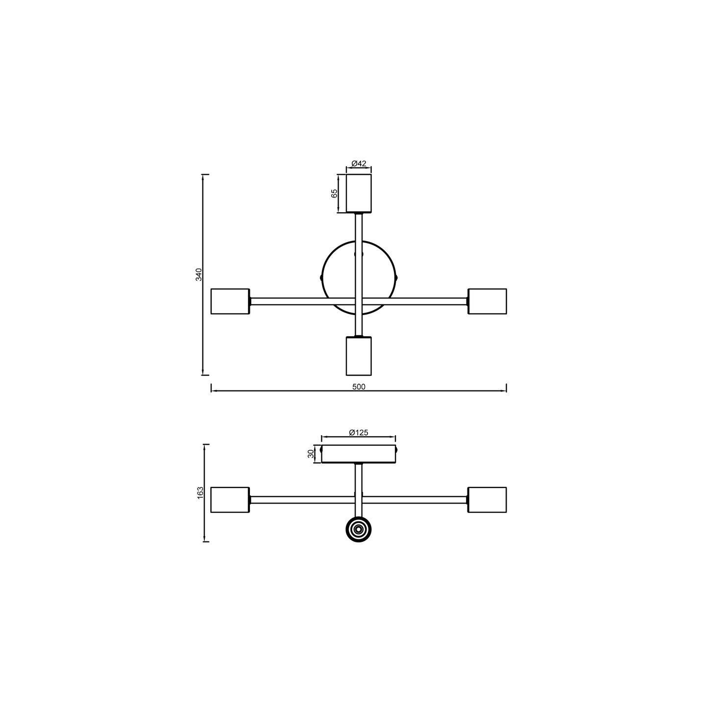 Ceiling lamp lina metal black 4xe27=40w