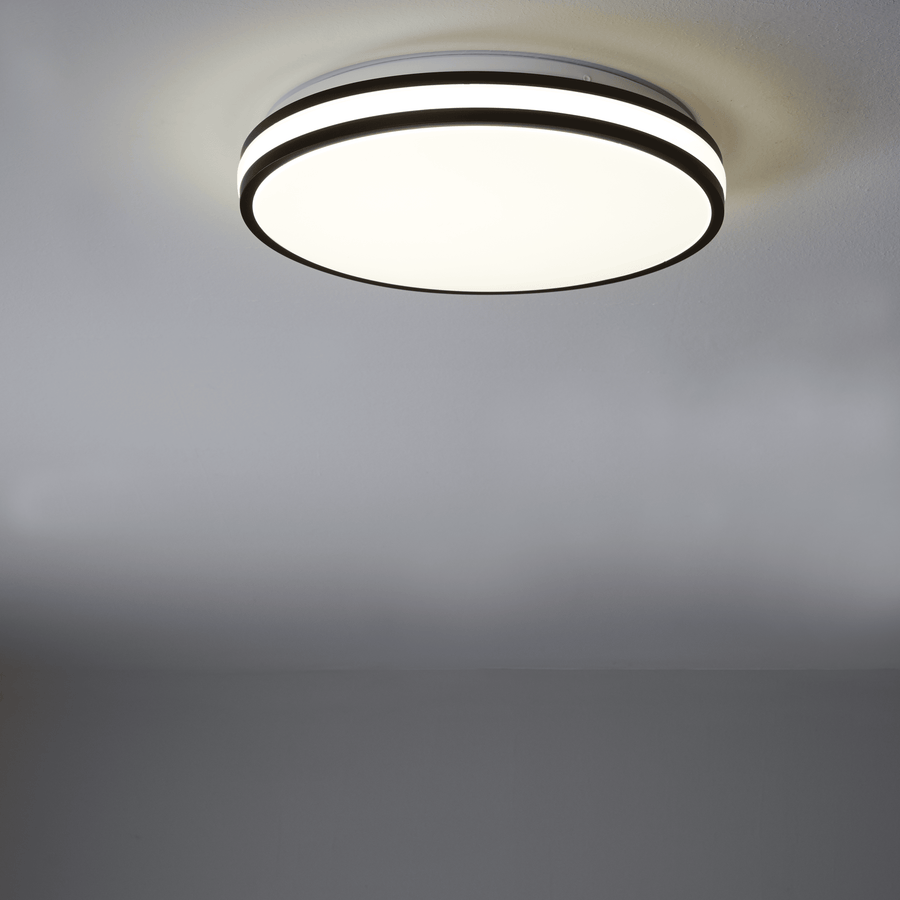 Kosta ceiling light, black and white metal, 40 cm diameter, LED, CCT, dimmable
