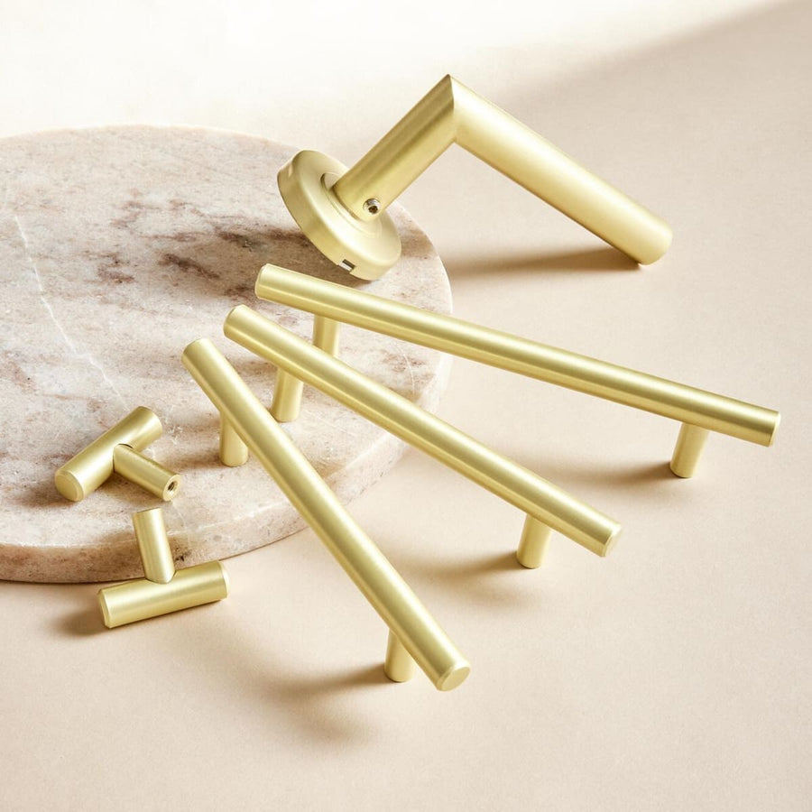 Bricocenter 4 SARA HANDLES WITH 96 MM SPACING IN MATT BRUSHED BRASS