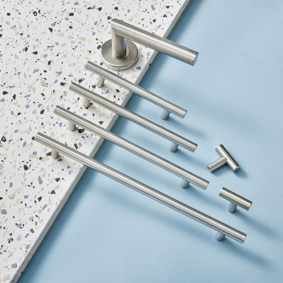 Bricocenter 4 SARA HANDLES WITH 96 MM SPACING IN POLISHED BRUSHED NICKEL