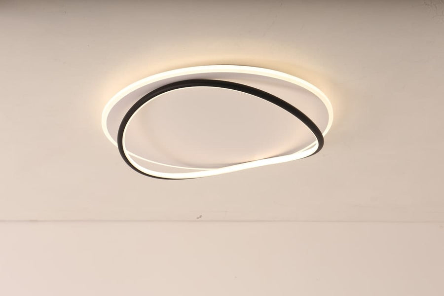Bricocenter CEILING LIGHT VALE ALUMINIUM BLACK AND WHITE D50 CMLED 69W CCT DIMMABLE WITH REMOTE CONTROL