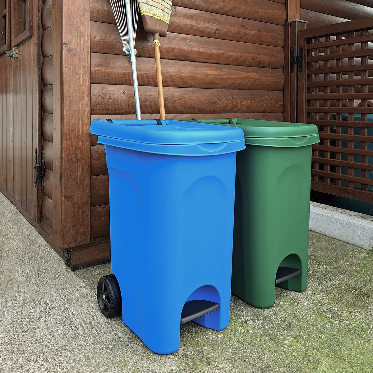 GREEN URBAN SYSTEM 60LT PEDAL DUSTBIN WITH WHEELS