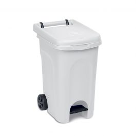 PEDAL BIN WHITE URBAN SYSTEM 60LT WITH WHEELS