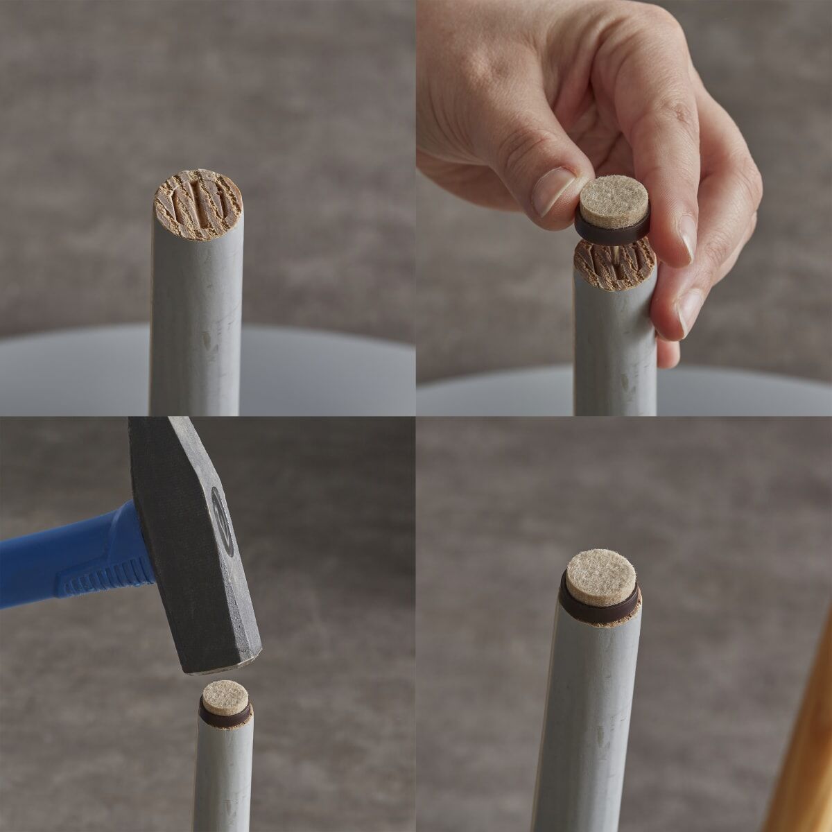 FELT WITH NAIL STANDERS 24 X 24 MM BEIGE , 4 PIECES