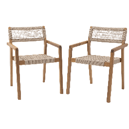 SET OF 2 NATERIAL OASIS DINING CHAIRS WITHOUT CUSHION FSC ACACIA AND ROPE