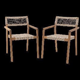 SET OF 2 NATERIAL OASIS DINING CHAIRS WITHOUT CUSHION FSC ACACIA AND ROPE