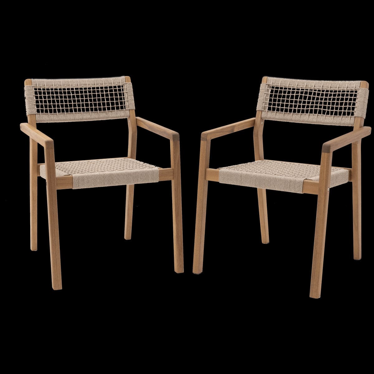 Bricocenter SET OF 2 NATERIAL OASIS DINING CHAIRS WITHOUT CUSHION FSC ACACIA AND ROPE