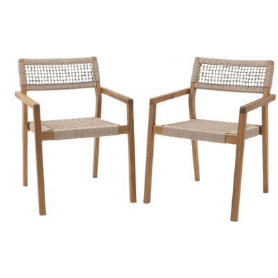 Bricocenter SET OF 2 NATERIAL OASIS DINING CHAIRS WITHOUT CUSHION FSC ACACIA AND ROPE