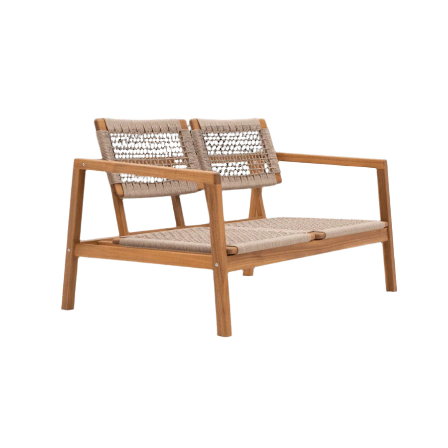 Bricocenter 2 SEATER NATERIAL OASIS FSC ACACIA AND ROPE SOFA WITH CUSHION