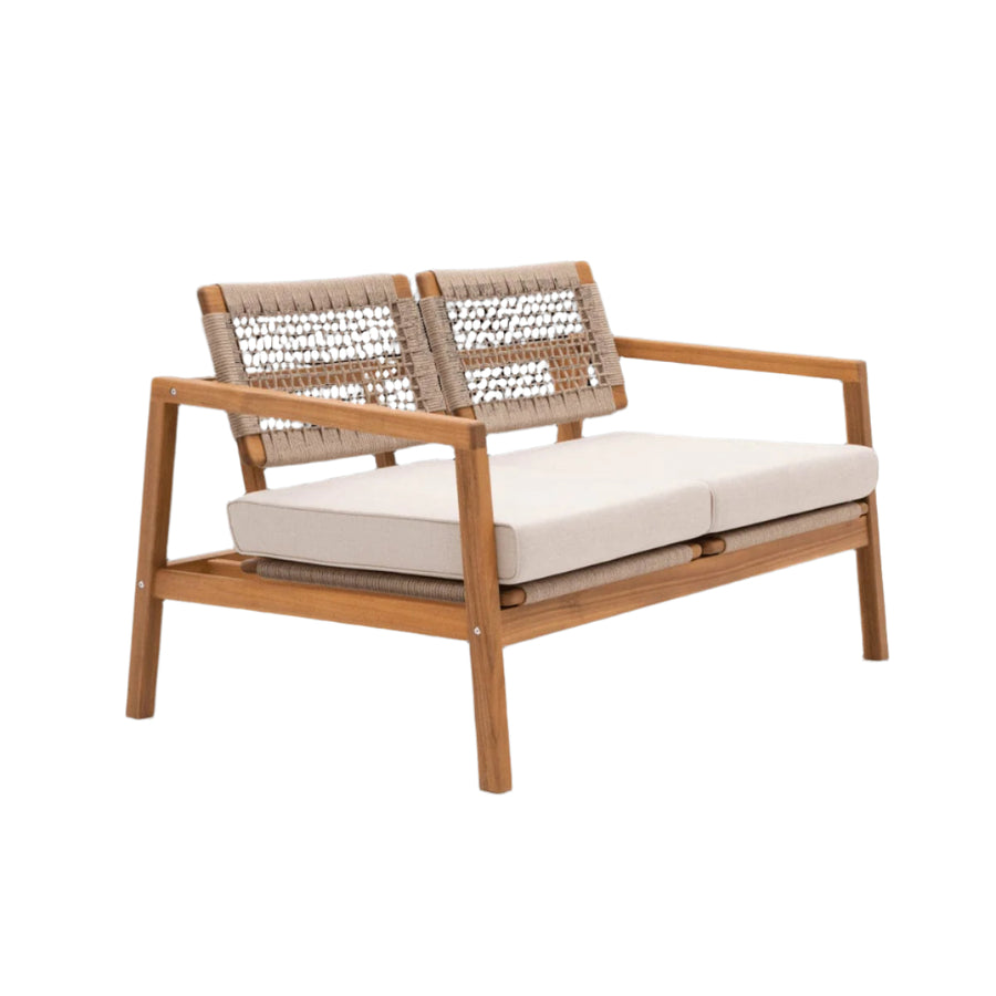 Bricocenter 2 SEATER NATERIAL OASIS FSC ACACIA AND ROPE SOFA WITH CUSHION