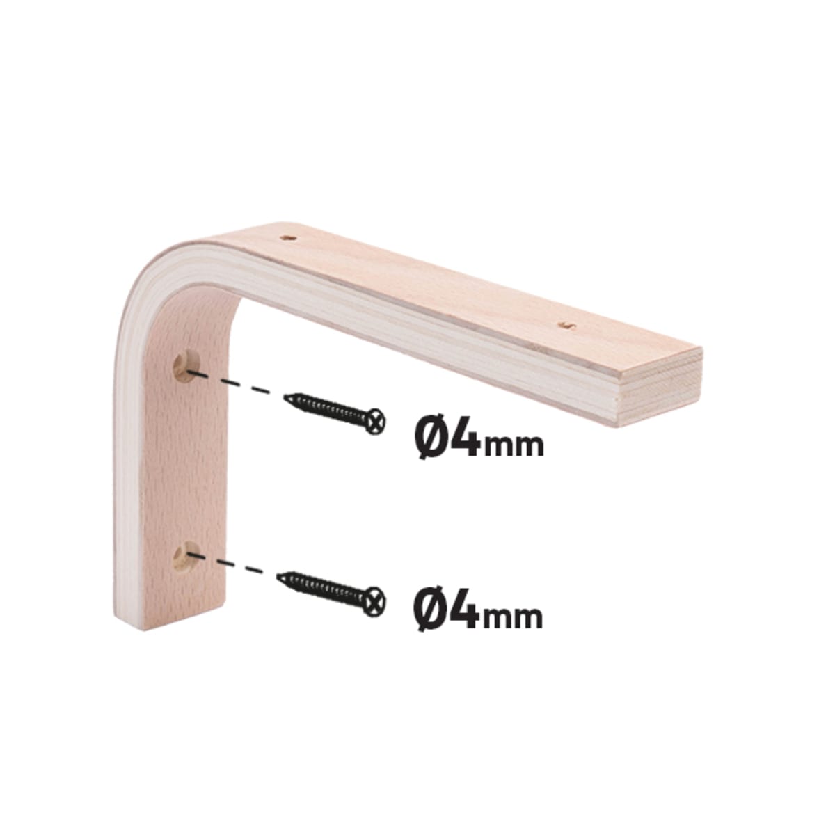 SET 2 SIDING RAILS D10xH15CM LOADING 15KG IN NATURAL WOOD