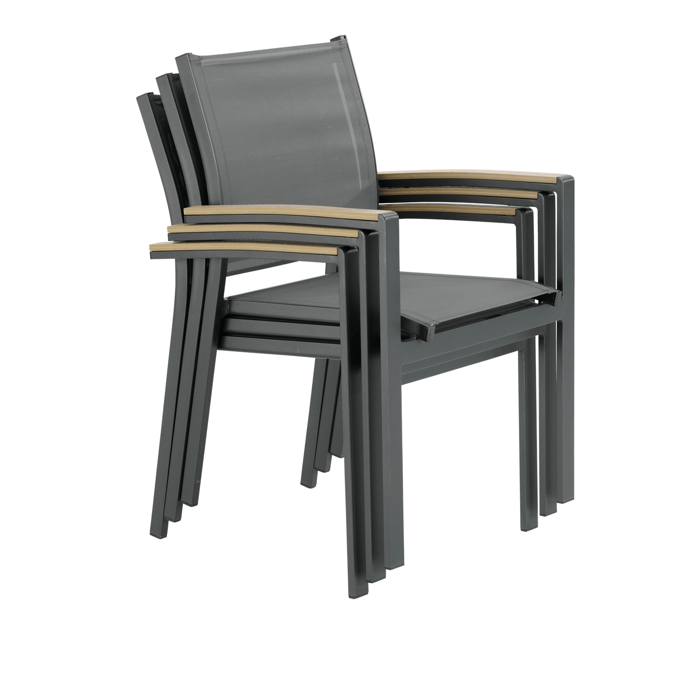 CLARA STACKABLE ALUMINIUM CHAIR WITH WOODEN ARMRESTS 57X58X86CM NATERIAL