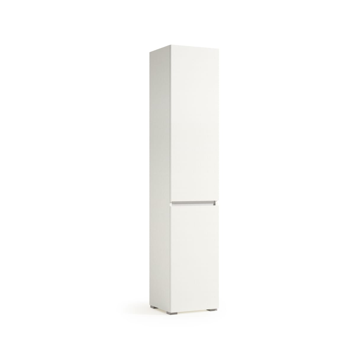 Multi-purpose cabinet with laundry basket, 45x37x195 cm. White