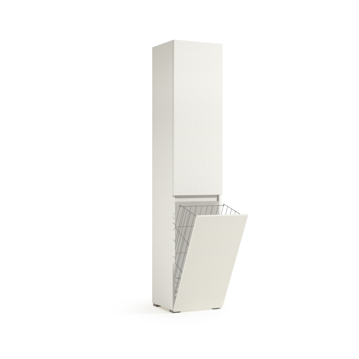 Multi-purpose cabinet with laundry basket, 45x37x195 cm. White