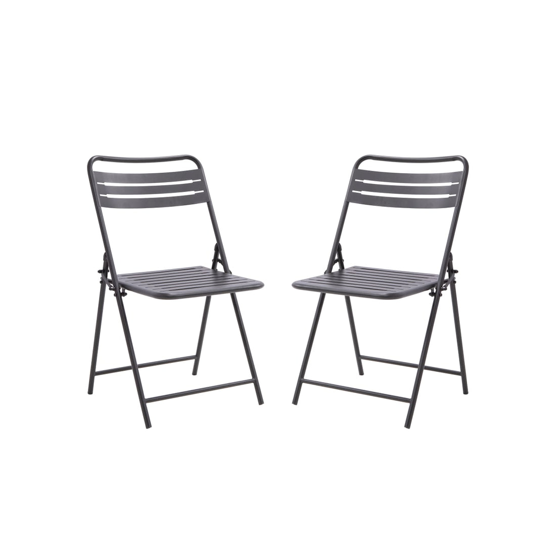 SET OF 2 FOLDING DINING CHAIRS CAFE II ORIGAMI STEEL ANTHRACITE