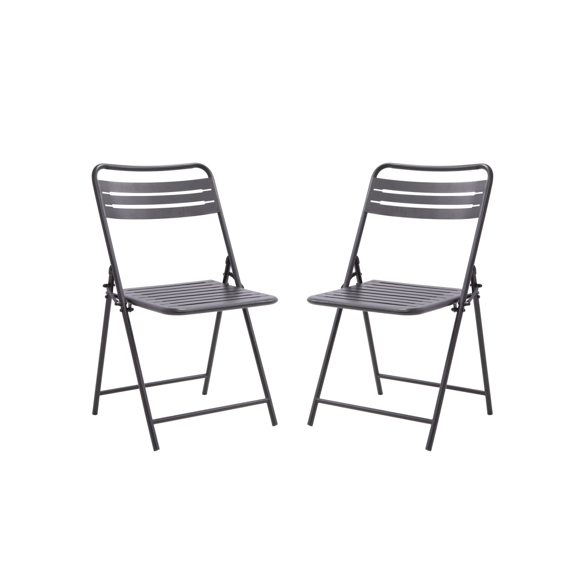 SET OF 2 FOLDING DINING CHAIRS CAFE II ORIGAMI STEEL ANTHRACITE