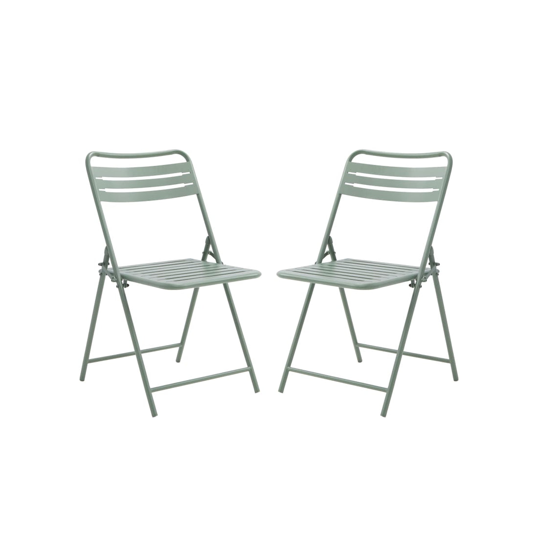 SET OF 2 CAFE II ORIGAMI FOLDING STEEL DINING CHAIRS GREEN