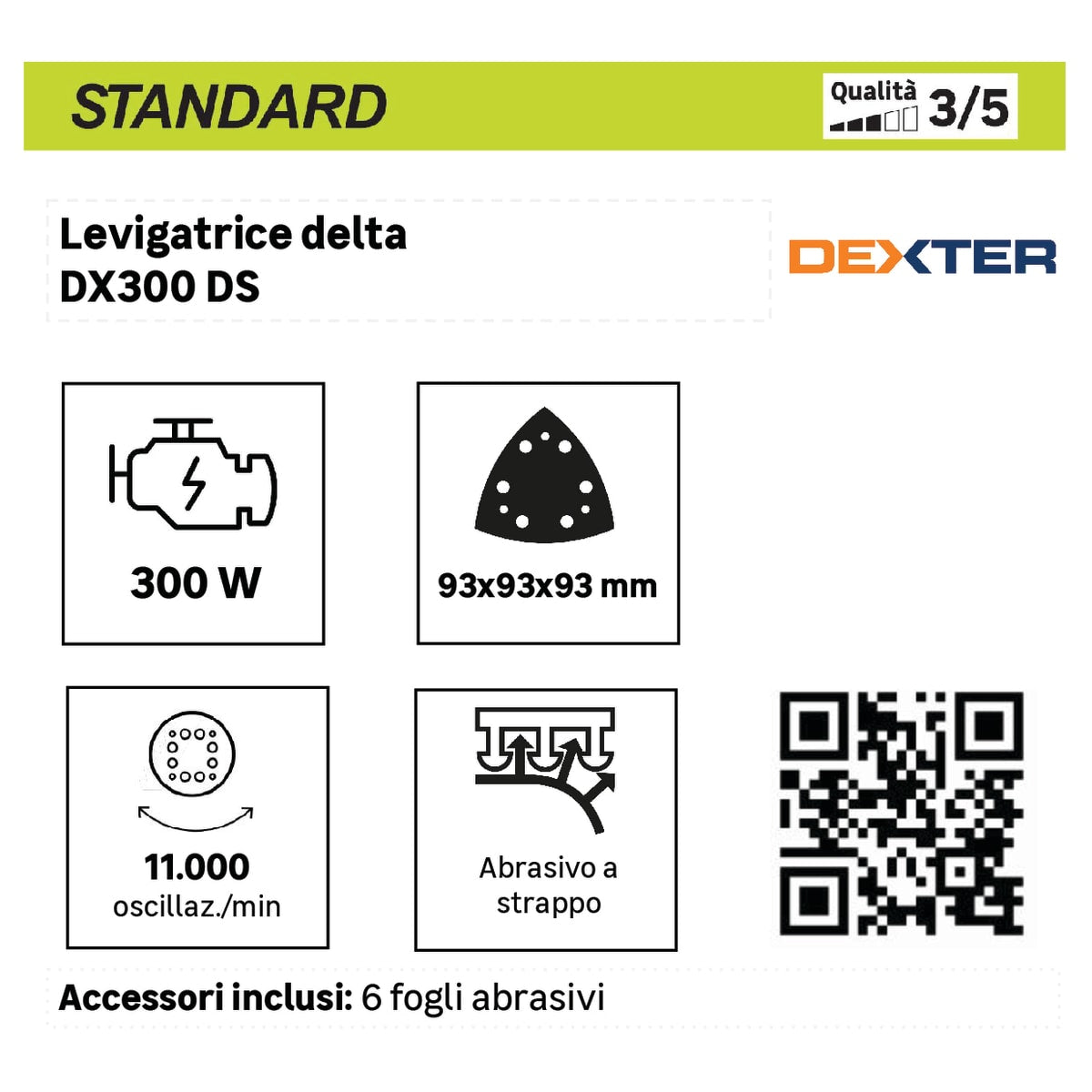 DELTA DEXTER 300W SANDER 93X93X93MM WITH VACUUM ATTACHMENT