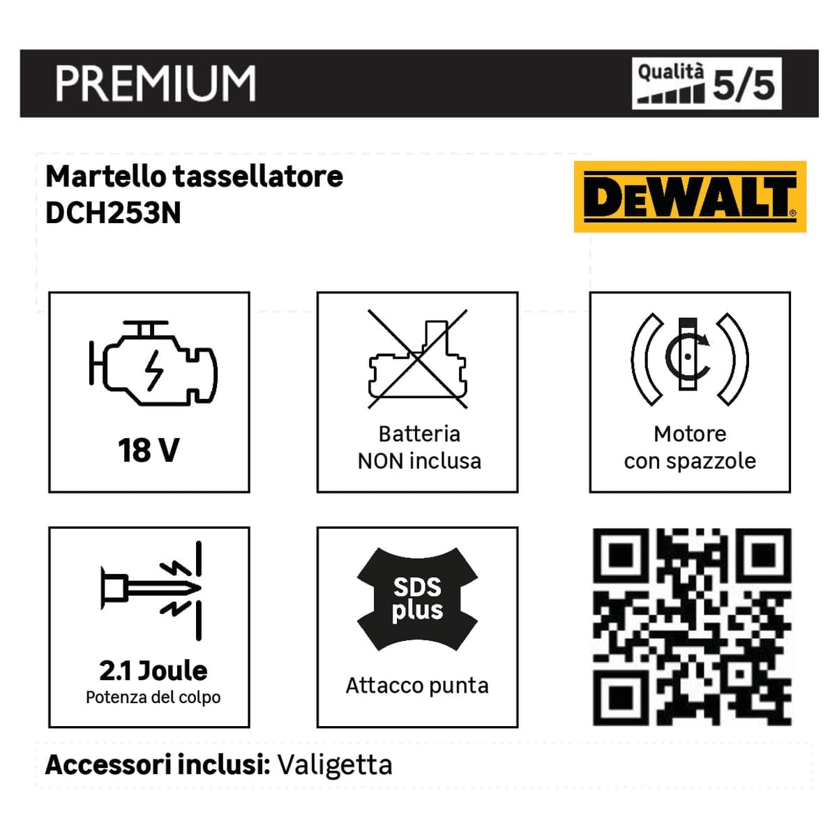 Bricocenter DEWALT 18V CORDLESS SDS HAMMER DRILL, WITHOUT BATTERY AND CHARGER