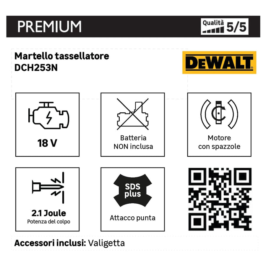 Bricocenter DEWALT 18V CORDLESS SDS HAMMER DRILL, WITHOUT BATTERY AND CHARGER
