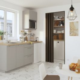 WALNUT PVC PIA FOLDING DOOR 85X214CM MAGNETIC LOCK