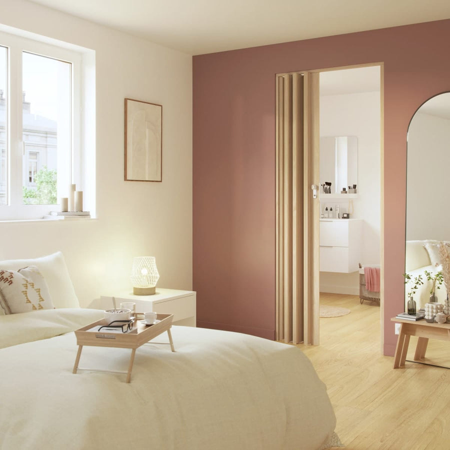 Bricocenter FREYA LIGHT BEIGE WALNUT PVC FOLDING DOOR 85X214CM WITH KEY
