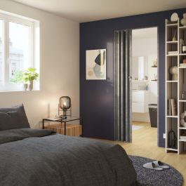 FREYA CONCRETE PVC FOLDING DOOR - 85X214CM WITH KEY