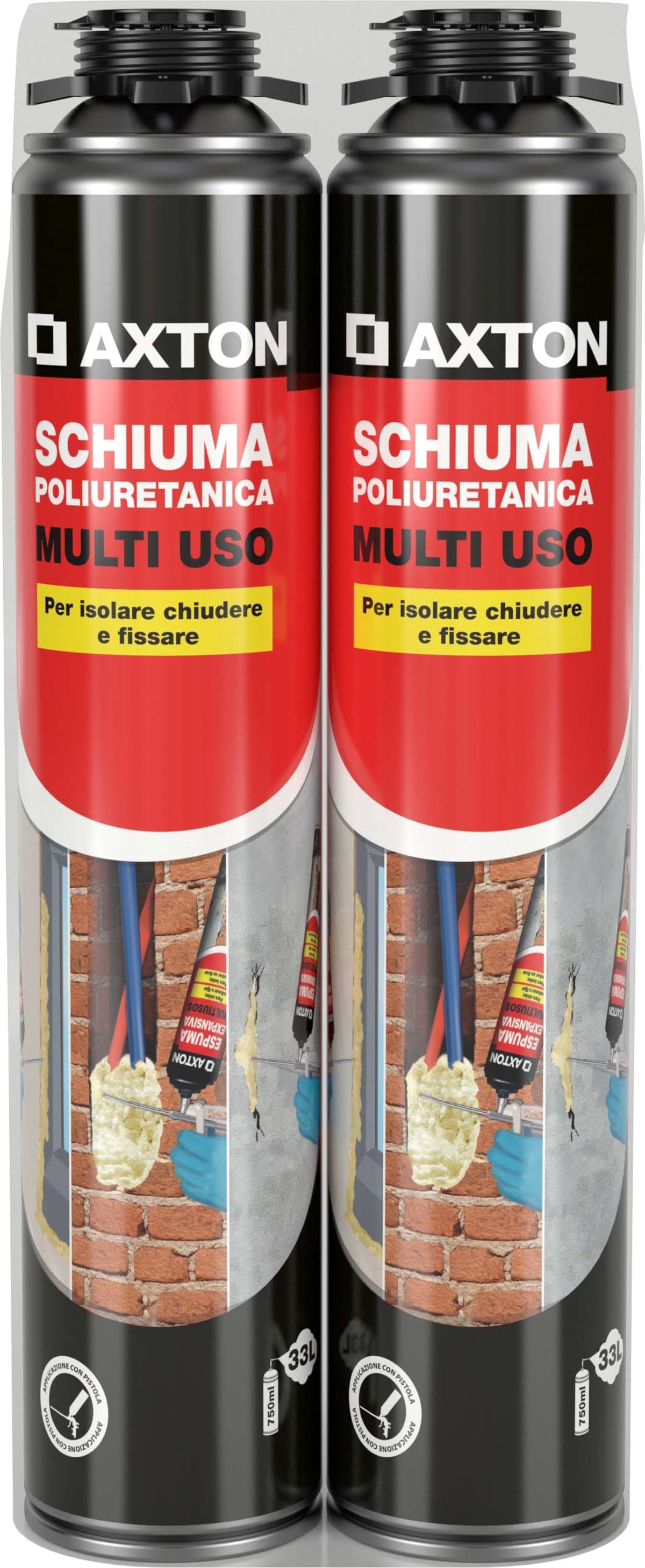 Bricocenter 6-PIECE SET OF MULTI-PURPOSE POLYURETHANE FILLING FOAM FOR AXTON GUN 750ML