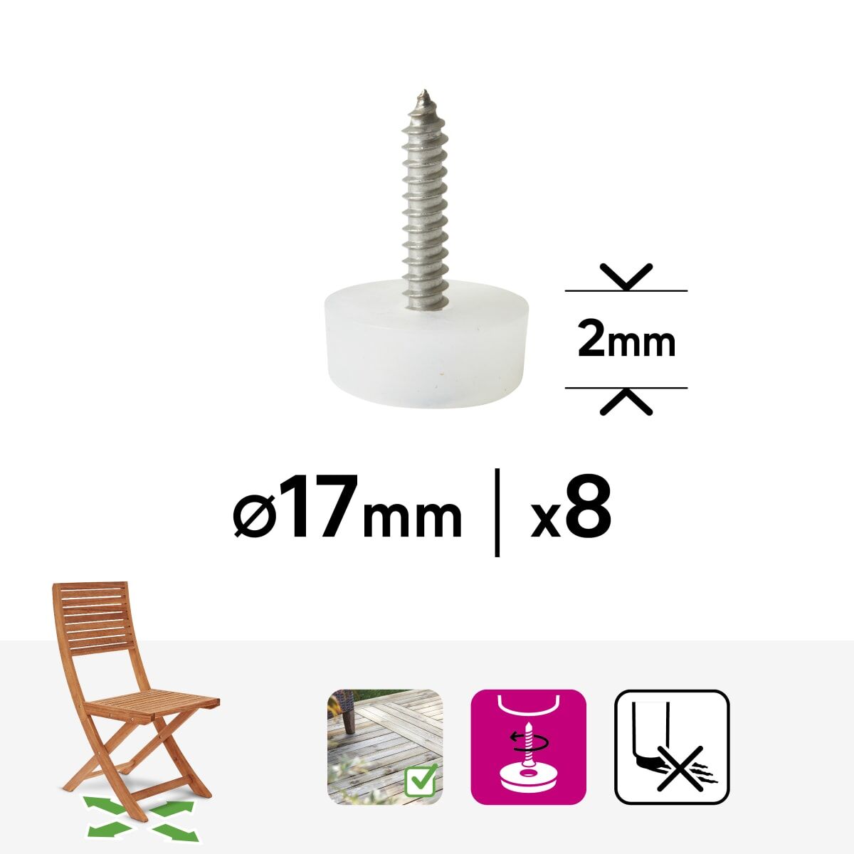 OUTDOOR STANDERS D 17 MM TRANSPARENT, 4 PIECES