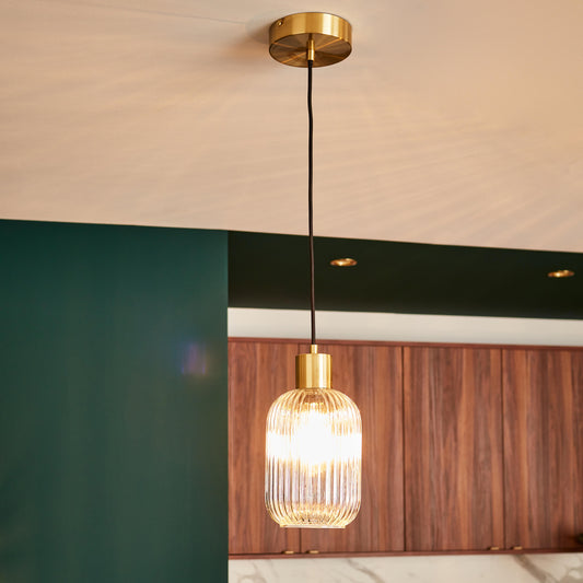 Dipsy glass and metal gold chandelier d14 cm e27
