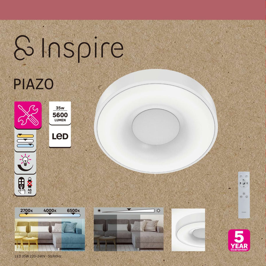 Bricocenter CEILING LAMP PIAZO METAL WHITE D38 CM LED 40W CCT DIMMABLE