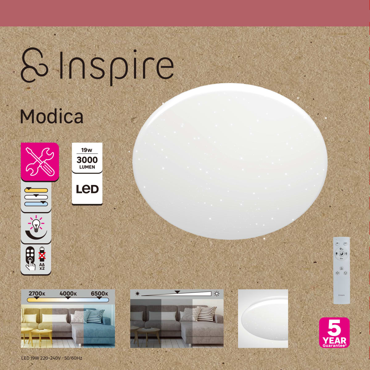 CEILING LIGHT MODICA METAL WHITE D40 CM LED 24W CCT DIMMABLE