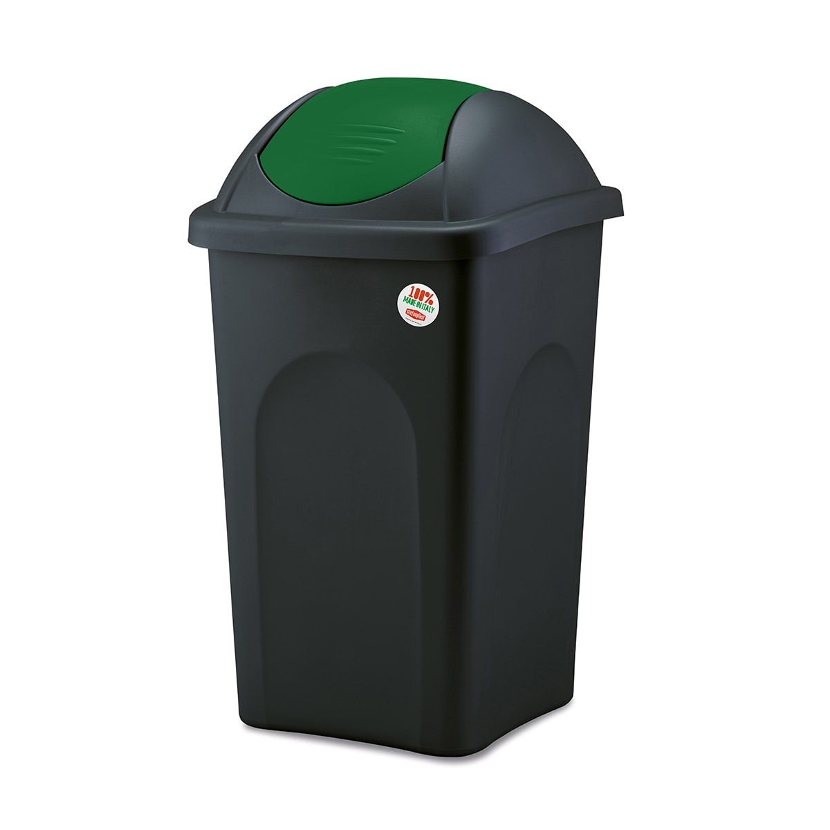 BLACK/GREEN BASCULE DUSTBIN 60LT