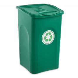 BE-GREEN DUSTBIN 50LT L37 P37 H56CM GREEN PLASTIC ROCKER CLOSURE