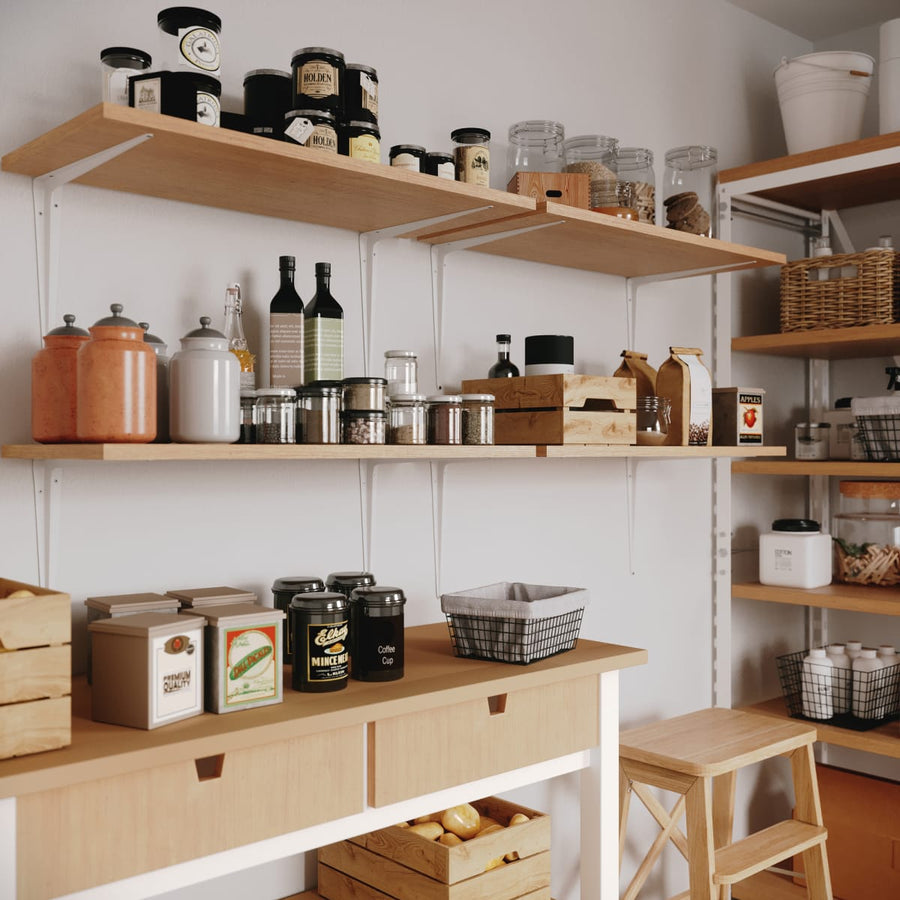 Ribbed shelf bracket, 35cm x 30cm, load capacity 23kg, white