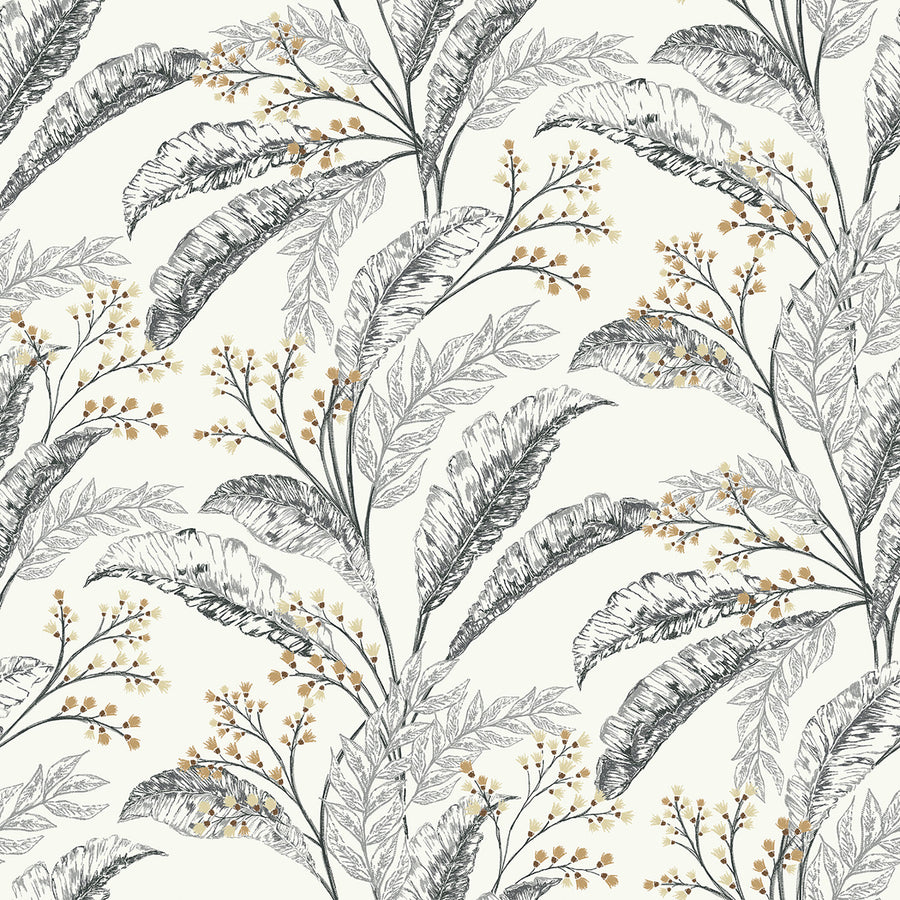 NAVA BLACK AND WHITE RAMAGE WALLPAPER 53X10.5MT