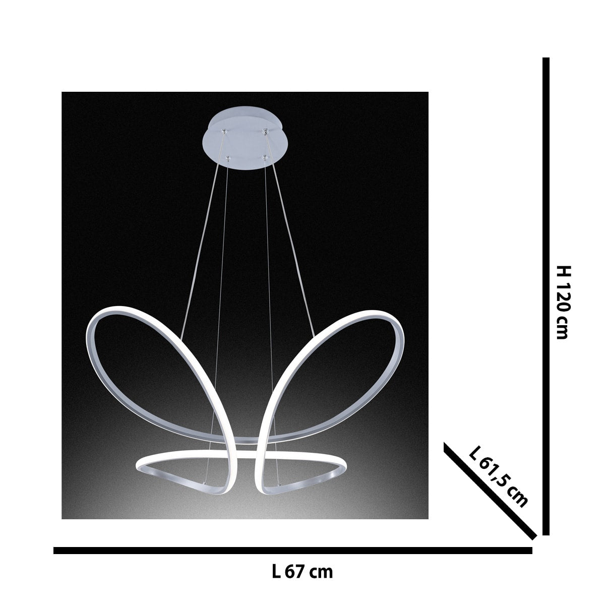 CHANDELIER BUTTERFLY ALUMINIUM WHITE D67 CM LED 45W CCT DIMMABLE