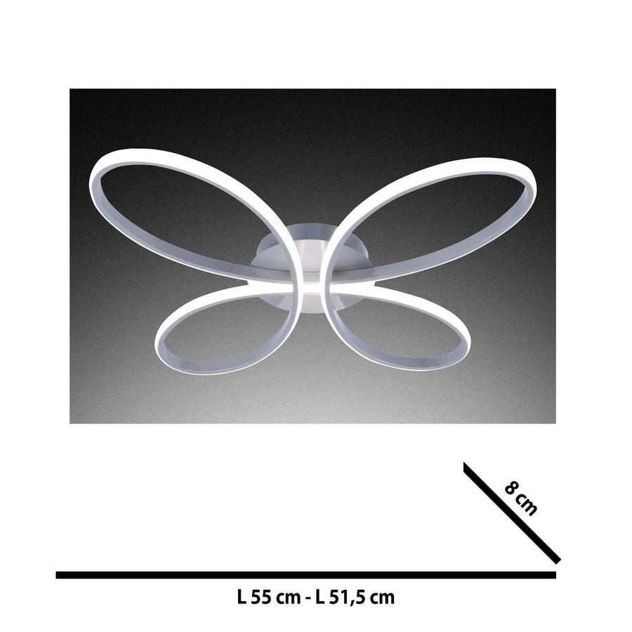Bricocenter CEILING LIGHT BUTTERFLY ALUMINIUM WHITE D55 CM LED 38W CCT DIMMABLE