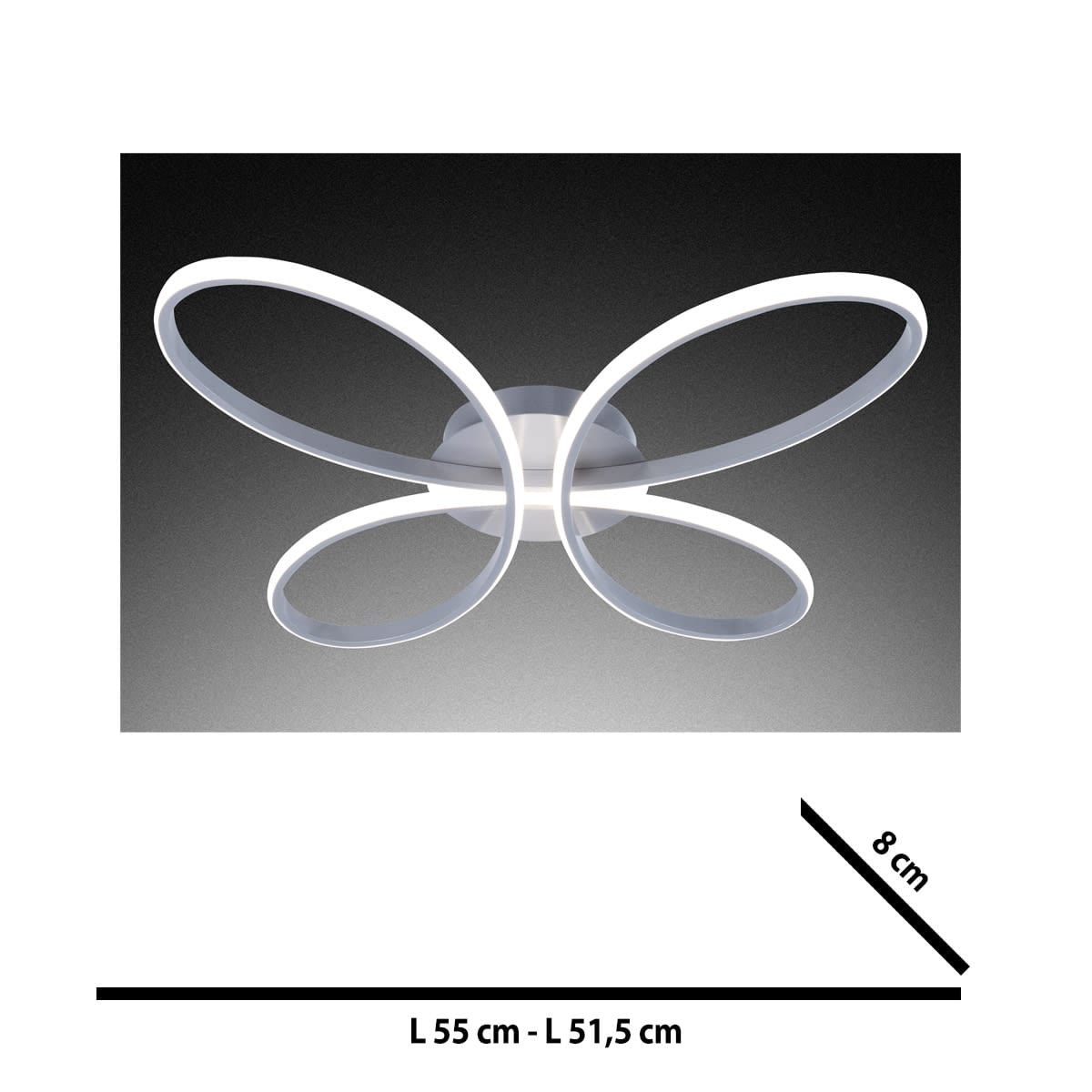 Bricocenter CEILING LIGHT BUTTERFLY ALUMINIUM WHITE D55 CM LED 38W CCT DIMMABLE