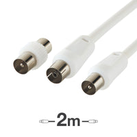 COAXIAL EXTENSION CABLE MALE/FEMALE 2MT WHITE EVOLOGY
