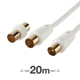COAXIAL EXTENSION CABLE MALE/FEMALE 20MT WHITE EVOLOGY