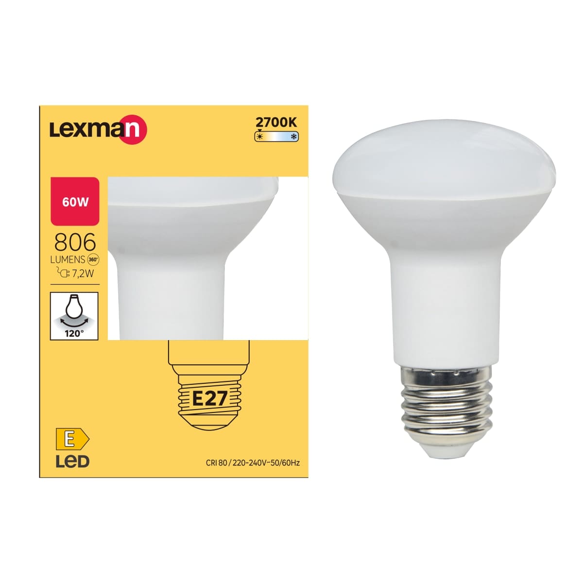 Bricocenter LED BULB E27 =60W R63 WARM LIGHT